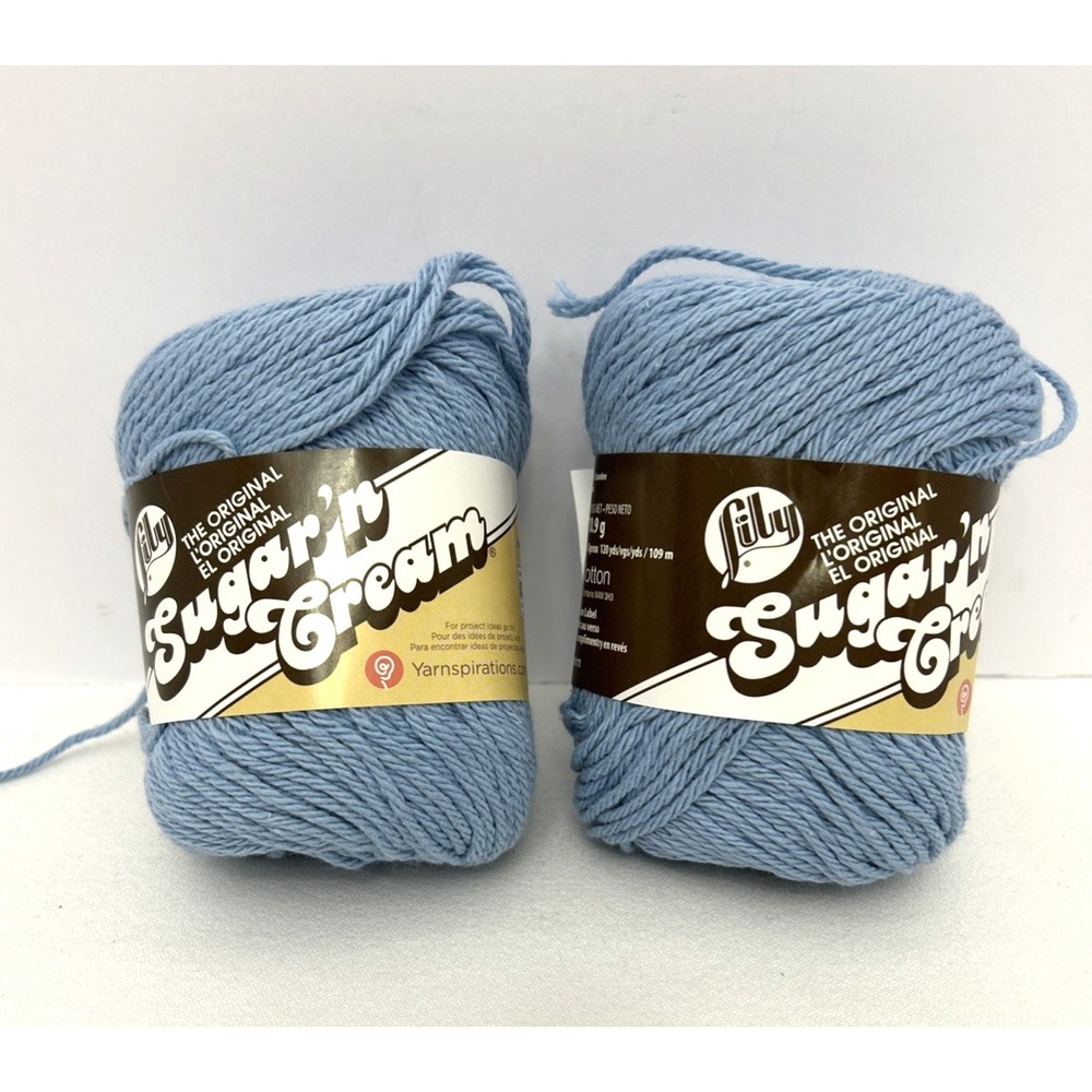 Lily Sugar n Cream Cotton Yarn Light Blue 0026 Lot of 2